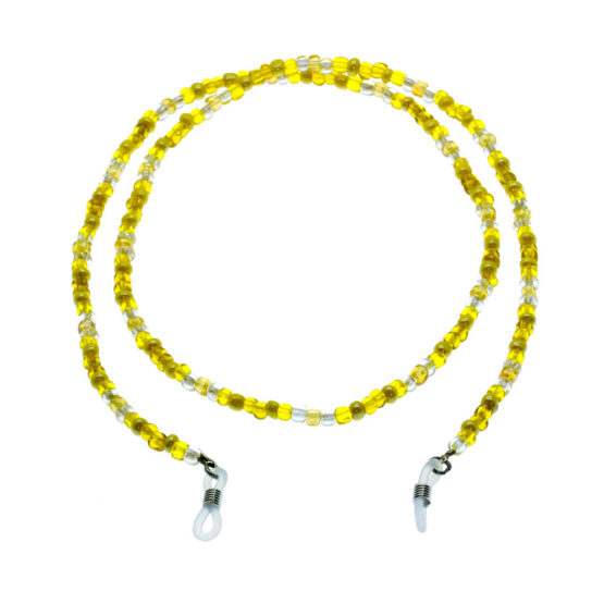 Fita de óculos de missangas amarelo/cristal