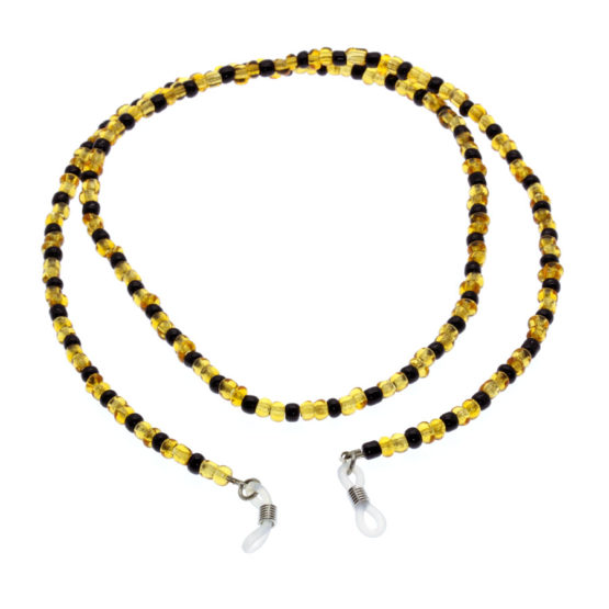 Fita de óculos de missangas dourado/preto