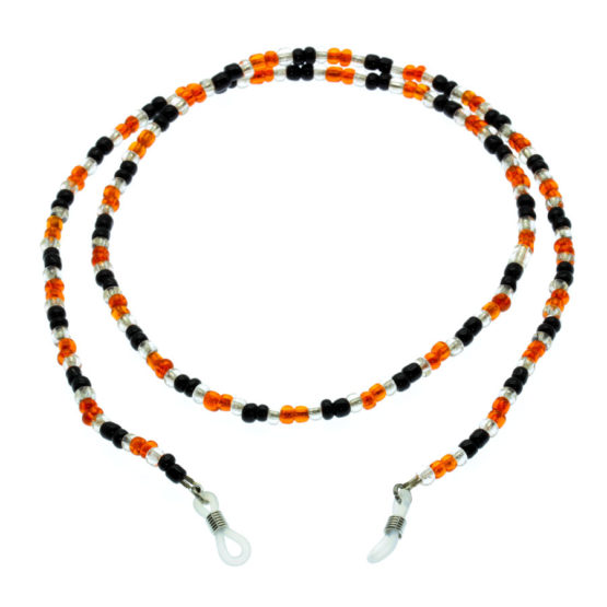 Fita de óculos de missangas laranja/preto