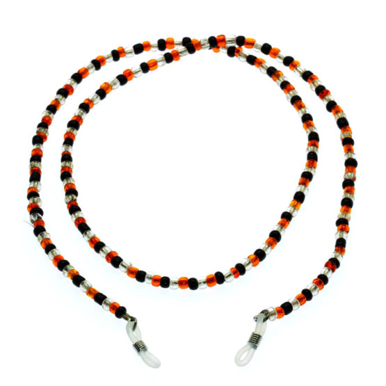 Fita de óculos de missangas laranja/preto
