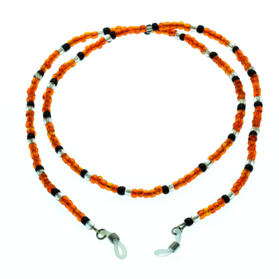 Fita de óculos de missangas laranja/preto