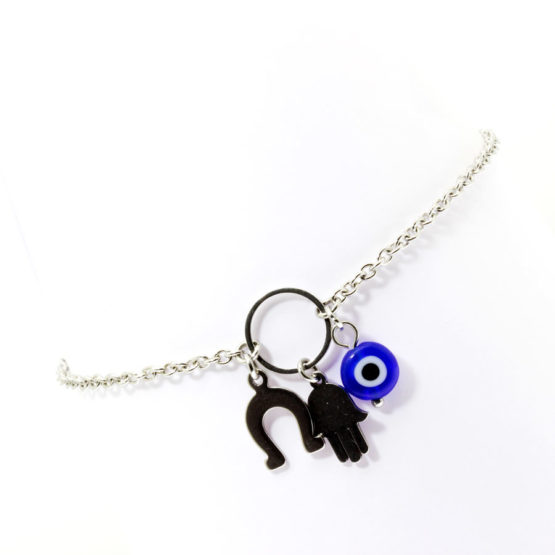 Pulseira de pé com amuletos - olho grego