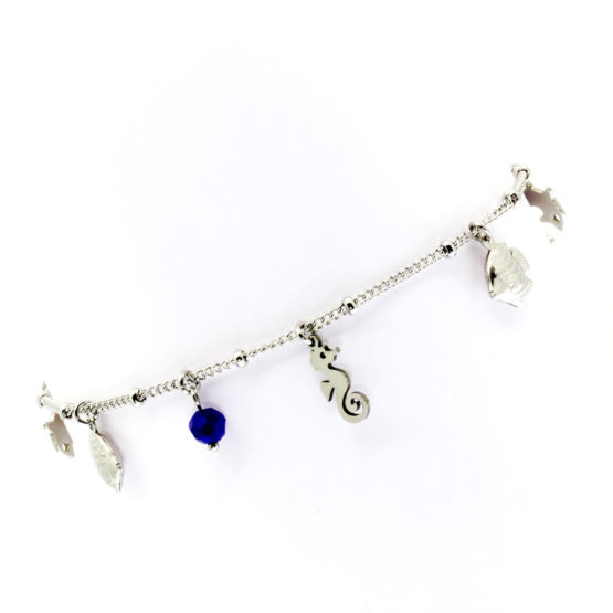 Pulseira de pé com animais do mar - azul