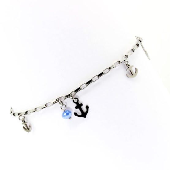Pulseira de pé âncoras - azul