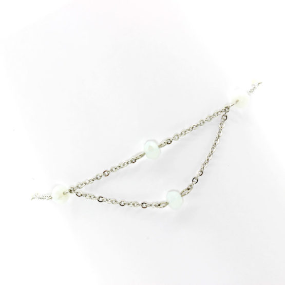 Pulseira de pé dupla cristais brancos