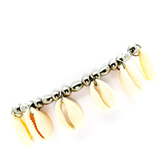 Pulseira de pé búzios e aço
