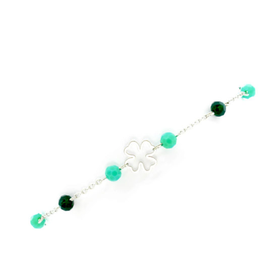 Pulseira de pé trevo / cristais verdes