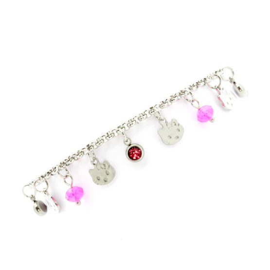 Pulseira de pé Hello Kitty com cristais rosa