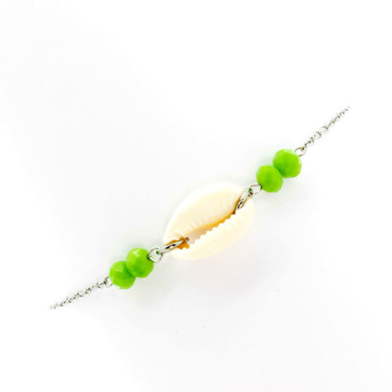 Pulseira de pé búzio - cristais verdes