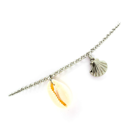 Pulseira de pé com búzio e concha