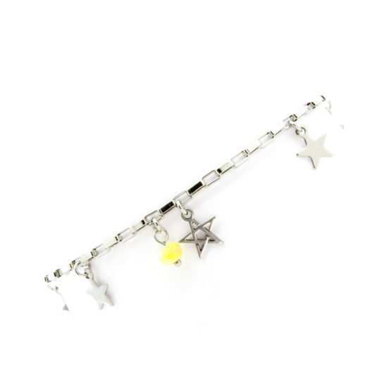 Pulseira de pé estrelas - amarelo