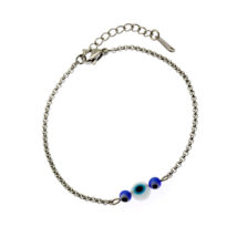 Pulseira aço com Olhos Gregos de Murano