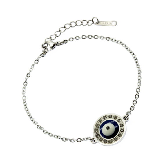 Pulseira aço com Olho Grego de zircónias