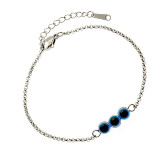 Pulseira aço com Olhos Gregos de Murano azul