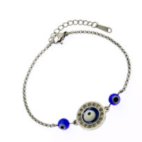 Pulseira aço com Olho Grego de zircónias Murano