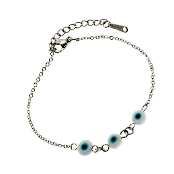 Pulseira aço com Olho Grego de Murano