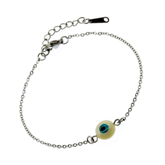 Pulseira aço com Olho Grego madrepérola