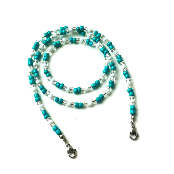 Fita para máscaras - azul turquesa e branco