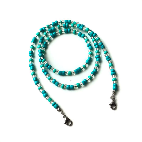 Fita para máscaras - azul turquesa e cristal