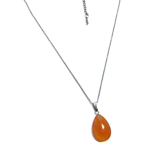 Colar aço com pedra natural Ónix Vermelho