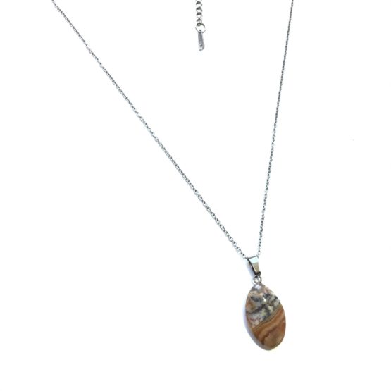 Colar aço com pedra natural Ágata
