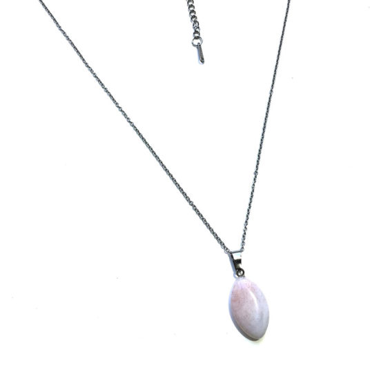 Colar aço com pedra natural Anidrita