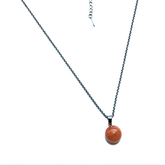 Colar aço com pedra natural Ágata