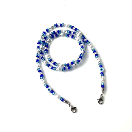 Fita para máscaras - azuis e branco - olho grego Murano