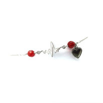 Pulseira aço linha da vida - cristais vermelhos
